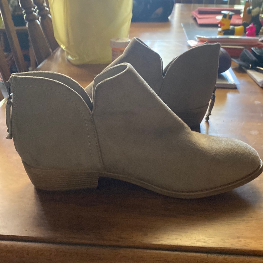 Grey suede booties